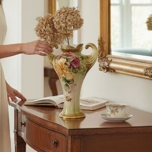 antique Nippon hand-painted vase specifically a Moriage vase w/ a floral design